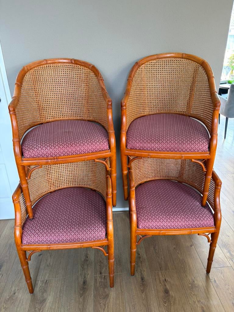 4 vintage faux bamboo Giorgetti stoelen Hollywood Regency, Ophalen, Gebruikt, Vier