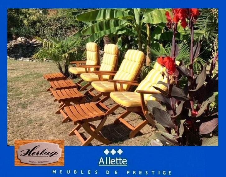 Herlag Brabantia hardhouten tuinstoelen ligstoelen bootlak, Tuin en Terras, Tuinstoelen, Zo goed als nieuw, Teakhout, Inklapbaar