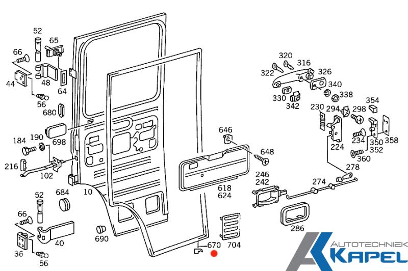 Deur rubber Dudo T2 laag model voorzijde - Links, Neuf