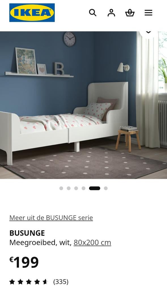 Ikea wit éénpersoonsbed / meegroeibed, Kinderen en Baby's, Ophalen, Zo goed als nieuw, Matras