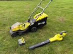 Bladblazer en Grasmaaier combinatie, Tuin en Terras, Ophalen, Gebruikt, Accu-grasmaaier, Opvangbak