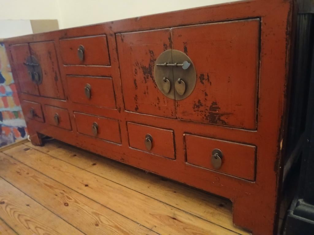 Meuble bas chinois style antique rouge, Enlèvement