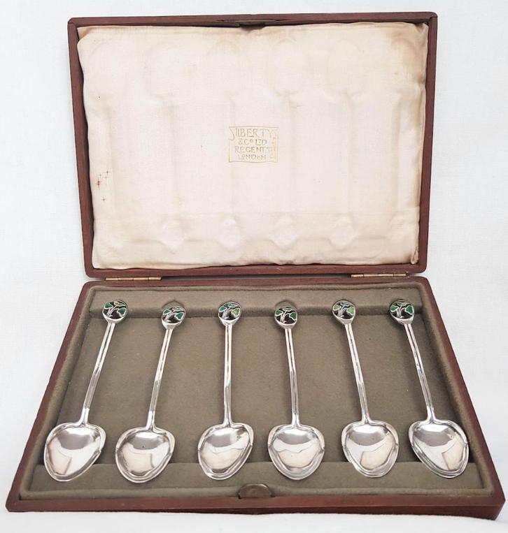 Archibald Knox - Liberty & Co. - 6 cuillères en argent, Antiquités & Art, Antiquités | Argent & Or, Argent, Enlèvement ou Envoi