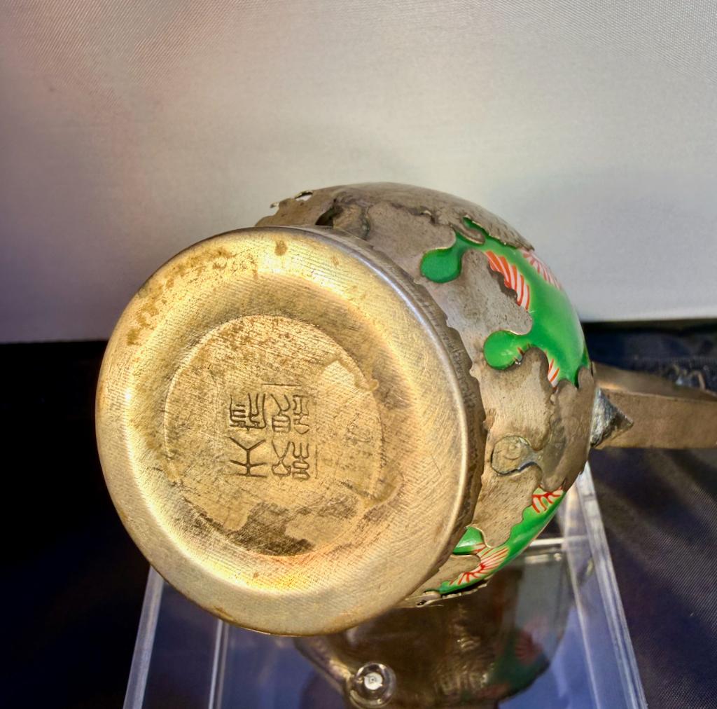 Gebeitelde vintage oosterse theepot met draak, Antiek en Kunst, Antiek | Porselein, Ophalen of Verzenden