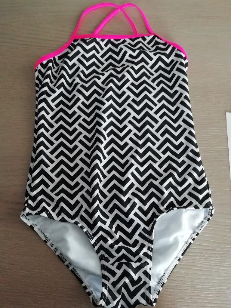 badpak zwart - wit maat 146 - 152 HEMA, Enfants & Bébés, Maillots de bain pour enfants, Enlèvement ou Envoi, Comme neuf, Hema
