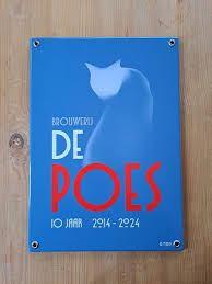 Emaillebord 10 jaar Brouwerij De poes Tielt, Verzamelen, Merken en Reclamevoorwerpen, Gebruikt, Reclamebord, Ophalen of Verzenden