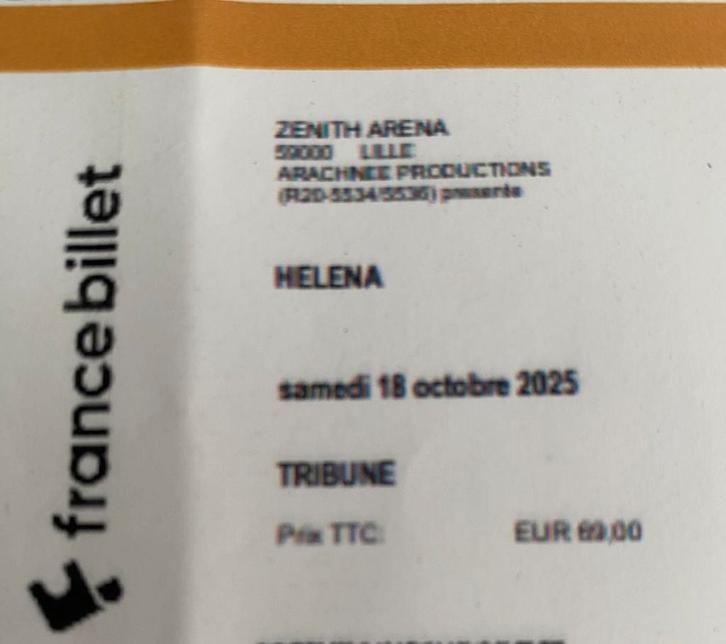 2 concertkaartjes voor Helena (Zenith Arena Lille), Tickets en Kaartjes, Concerten | Nederlandstalig, Twee personen, Oktober, Overige typen