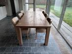 Robuuste block recycled teak tafel, Huis en Inrichting, Tafels | Eettafels, Ophalen, 100 tot 150 cm, Teakhout, Vijf personen of meer