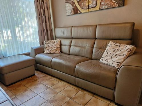 Leder Salon, Huis en Inrichting, Zetels | Zetels, Gebruikt, Rechte bank, Vierpersoons of meer, Leer, Ophalen