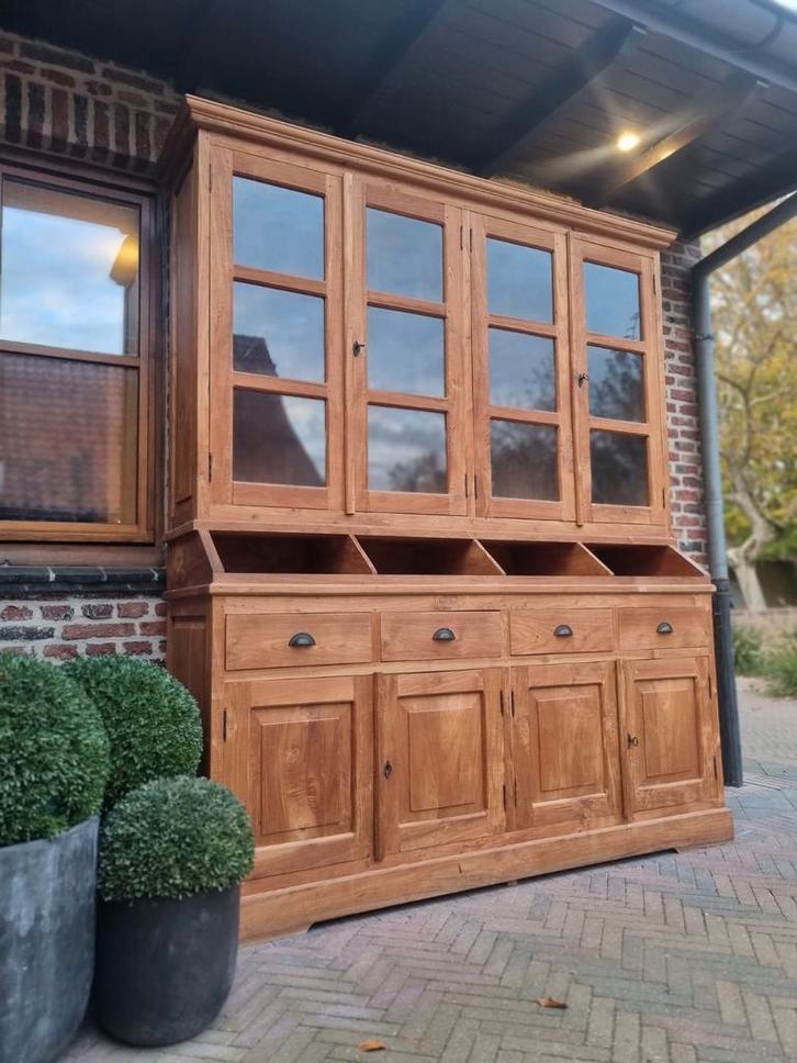 Teak buffetkast/vitrinekast, Huis en Inrichting, Kasten | Buffetkasten, Zo goed als nieuw, Ophalen of Verzenden