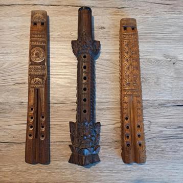 2x Dvojnice dubbelfluiten + 1 Suling fluit (Servië/Bali)  beschikbaar voor biedingen