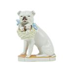 Zeldzaam Antiek Beeld Bulldog Mopshond Puppies Porselein, Antiquités & Art, Antiquités | Porcelaine, Enlèvement ou Envoi