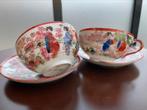 2 Chinese kopjes met schoteltjes, porselein, Antiek en Kunst, Antiek | Servies los, Ophalen of Verzenden