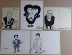 ALBERT / LOT 5 STUKS / CARTOONS / ORIGINEEL WERK / SIG, Antiek en Kunst, Ophalen of Verzenden