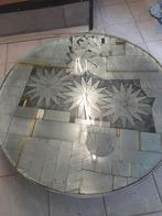 Salom tafel met metaal inleg  met 2 centimeter glas 1m doors, Ophalen