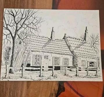 Dessin à la plume Éric Van Doesselaere. Ancienne ferme de Br, Enlèvement ou Envoi