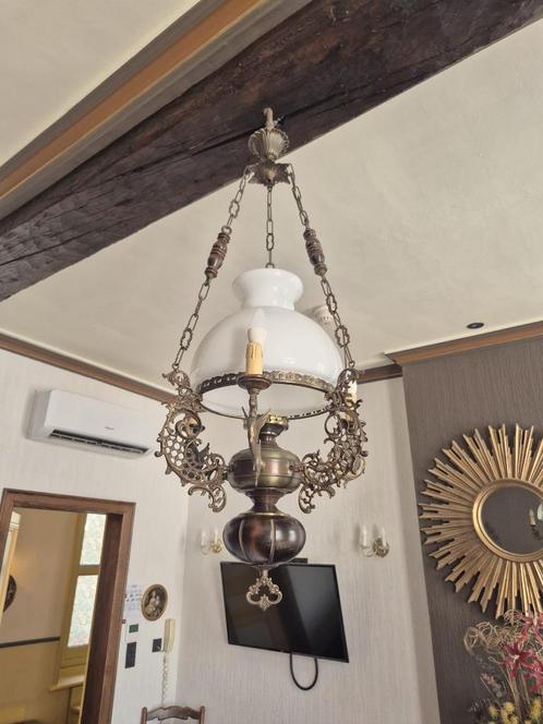 Luchter, Huis en Inrichting, Lampen | Kroonluchters, Gebruikt, Glas, Metaal, Ophalen