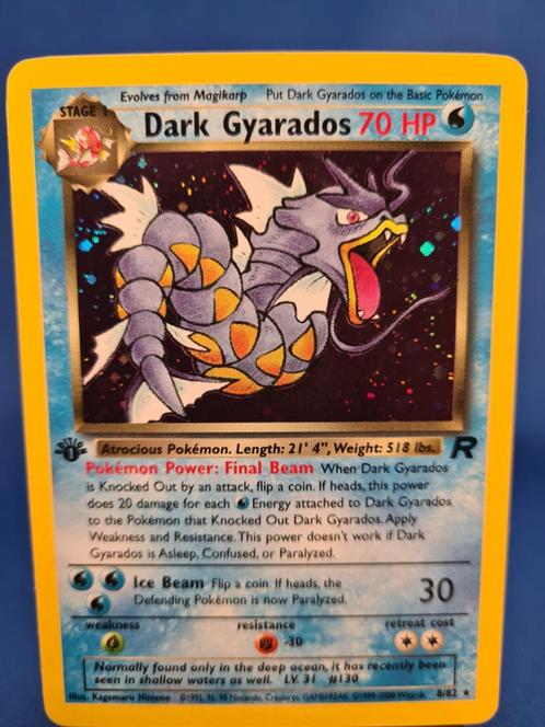 Dark Gyarados 8/82 - Team Rocket (1st edition), Hobby en Vrije tijd, Verzamelkaartspellen | Pokémon, Zo goed als nieuw, Verzenden