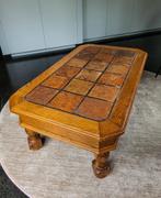 Vintage '70 salon tafel hout en keramiek, Huis en Inrichting, Ophalen, Gebruikt, 100 tot 150 cm, 50 tot 100 cm