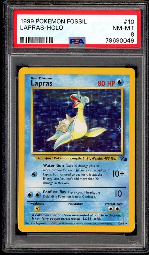 Lapras Holo PSA 8 - 10/62 - Fossil 1999, Hobby & Loisirs créatifs, Jeux de cartes à collectionner | Pokémon, Comme neuf, Cartes en vrac