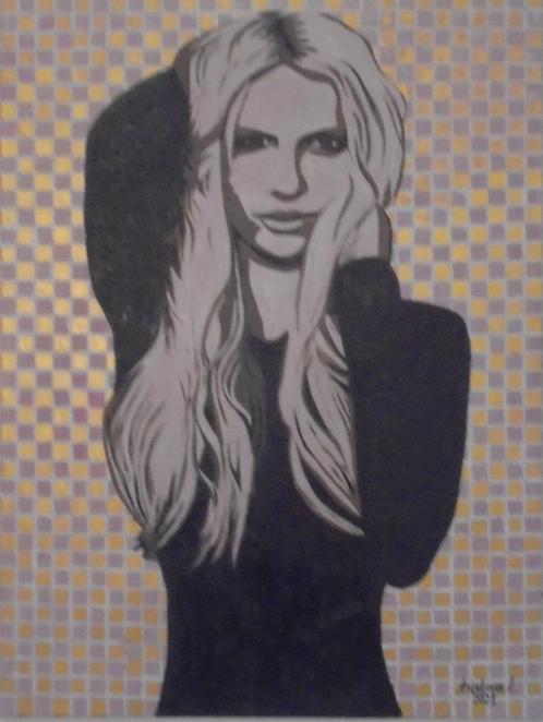 olieschilderij popart Britney Spears 2 (60x80cm), Antiek en Kunst, Kunst | Schilderijen | Modern, Ophalen of Verzenden