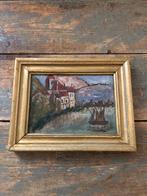 ANTIEK SCHILDERIJ OLIEVERF IN GOUD LIJST KUNST FRANS, Antiek en Kunst, Ophalen of Verzenden