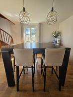 Table salle a manger haute et extensible + 6 tabourets, Ophalen, Bois foncé, Gebruikt, 100 tot 150 cm