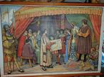 oude stoffen schoolkaart, jaren 1940-50, Antiek en Kunst, Ophalen of Verzenden