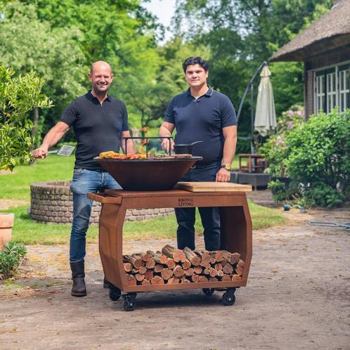 BBQ Plancha Grill Big Jack Cortenstaal Barbecue 80 diameter, Tuin en Terras, Houtskoolbarbecues, Nieuw, Met accessoires, Ophalen of Verzenden