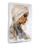 Tableau Femme en Pensée avec Foulard 70x105cm Forex +, Envoi