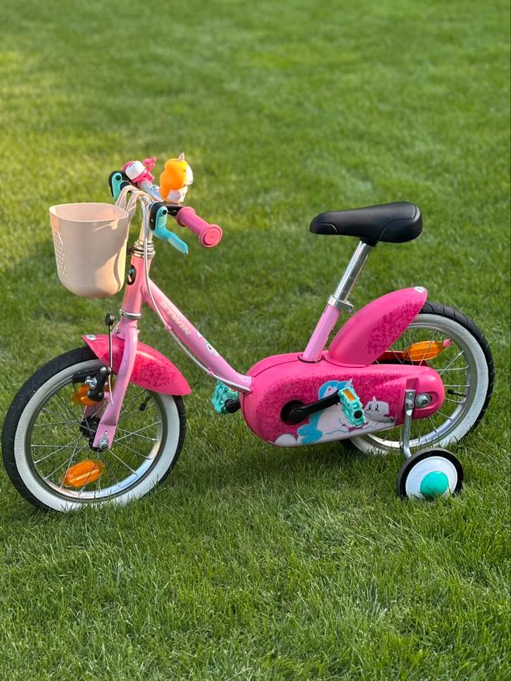 Kinderfiets meisje Unicorn Decathlon, Fietsen en Brommers, Fietsen | Kinderfietsjes, Gebruikt, Zijwieltjes, Ophalen