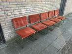5 Ribstof Stoelen met Chrome Buisframe, Ophalen, Gebruikt, Overige kleuren, Stof