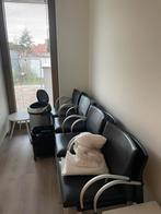 Leolux 8 zwarte leder stoelen met armleuningen, Huis en Inrichting, Stoelen, Ophalen, Gebruikt, Zwart, Design
