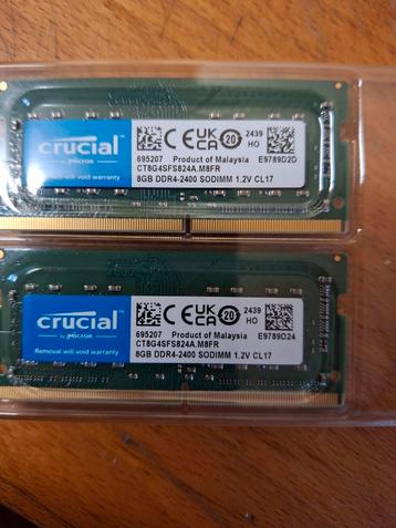 Mémoire RAM Crucial DDR4 2400Mhz 2x8Go Neuf  beschikbaar voor biedingen