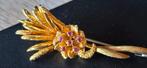 Mooie florale broche, 18 karaat, Handtassen en Accessoires, Broches, Ophalen, Goud, Goud