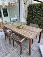 Set de table de jardin avec 4 chaises Royal Botania, Tuin en Terras, Ophalen, Gebruikt, Rechthoekig, Hout