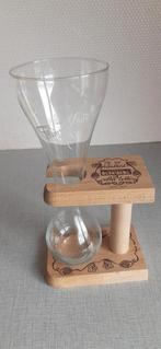 Bier :  kwak glas met houten staander, Verzamelen, Biermerken, Ophalen of Verzenden, Nieuw, Glas of Glazen, Overige merken