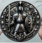 Wanddecoratie metalen bord Ridder (20cm diameter), Ophalen of Verzenden, Nieuw