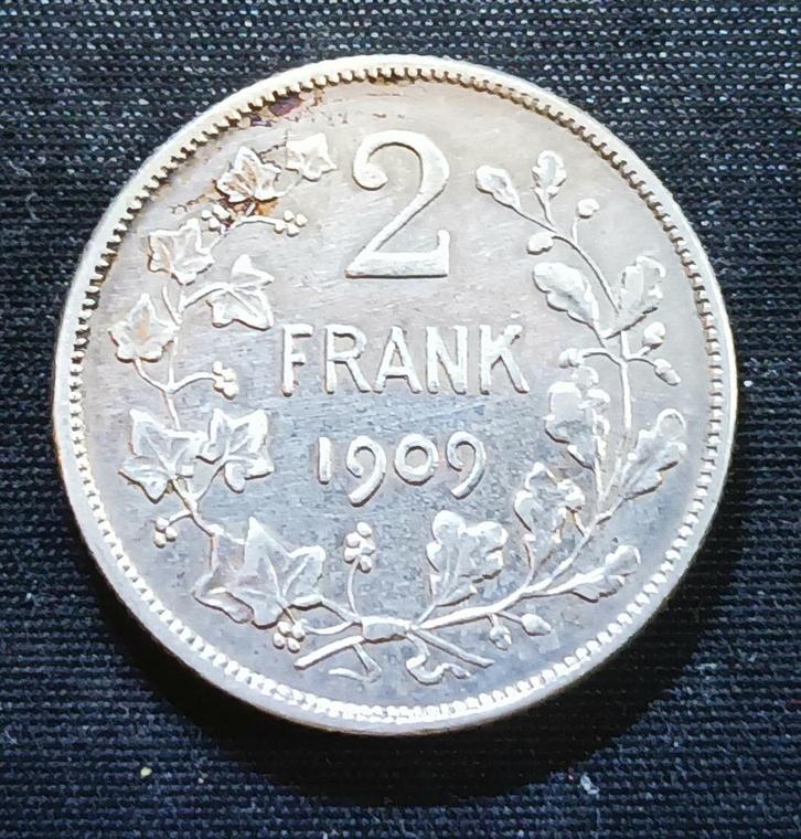 2 frank VL 1909 - Leopold II, Postzegels en Munten, Munten | België, Losse munt, Zilver, Zilver, Verzenden