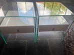 2 glazen nachttafeltjes, Ophalen, 45 tot 65 cm, Minder dan 55 cm, Glas