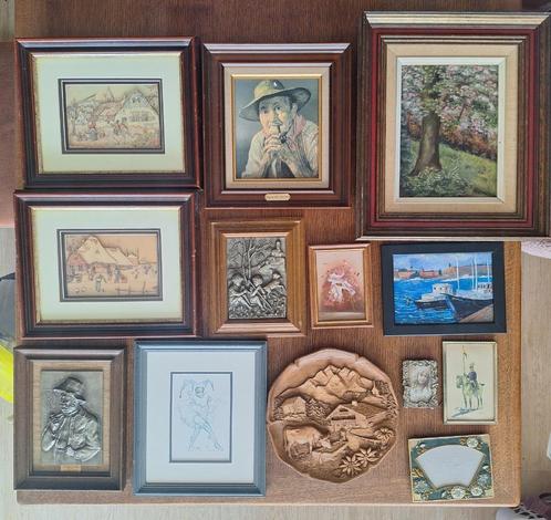 Lot oude schilderijen en kaders in 1 koop, Antiquités & Art, Art | Autres Art, Envoi
