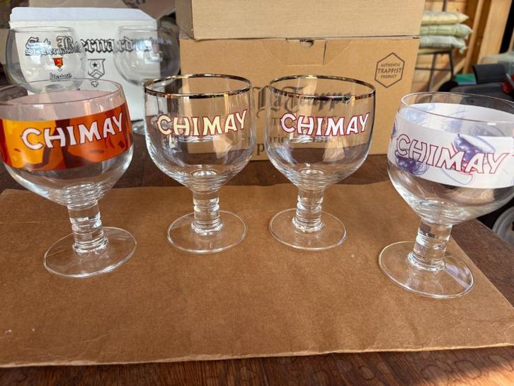 Chimay - bierglas (4), Verzamelen, Glas en Drinkglazen, Zo goed als nieuw, Bierglas, Ophalen of Verzenden
