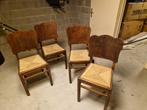 4 stevige houten stoelen, Huis en Inrichting, Stoelen, Vier, Gebruikt, Bruin, Hout