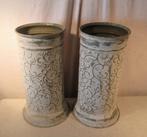 2 Leuke metalen Vazen / Potten - 20D / 41H, Huis en Inrichting, Woonaccessoires | Vazen, Ophalen of Verzenden, Zo goed als nieuw