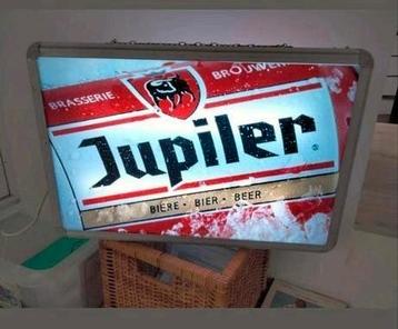 Caisson lumineux Jupiler vintage. Double face., Enlèvement, Comme neuf, Panneau, Plaque ou Plaquette publicitaire, Jupiler