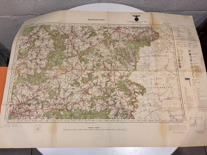 Duitse kaart Slag om de Ardennen wo2 met aantekeningen, Verzamelen, Militaria | Tweede Wereldoorlog, Overige soorten, Ophalen of Verzenden