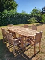 Tuinset teak tafel met 6 stoelen, Ophalen, 6 zitplaatsen, Zo goed als nieuw, Tuinset