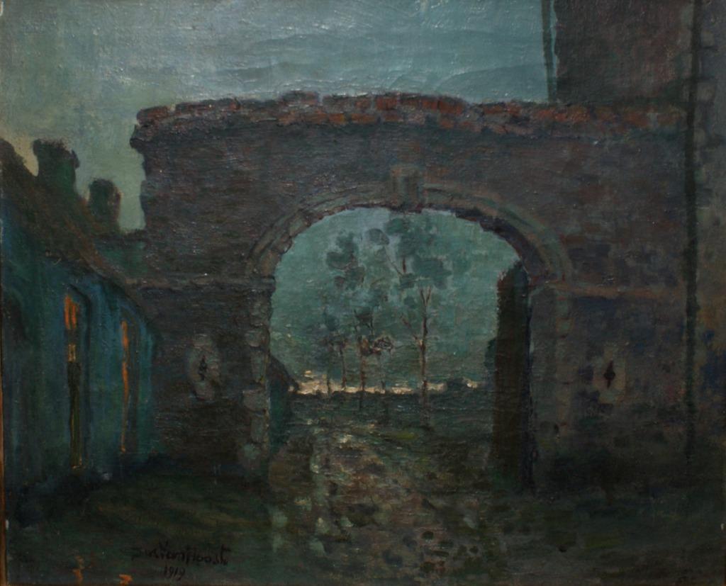 Jozef Van Hooste (1884-1940): Oude Poort (O/D, 57 x 47 cm), Ophalen of Verzenden