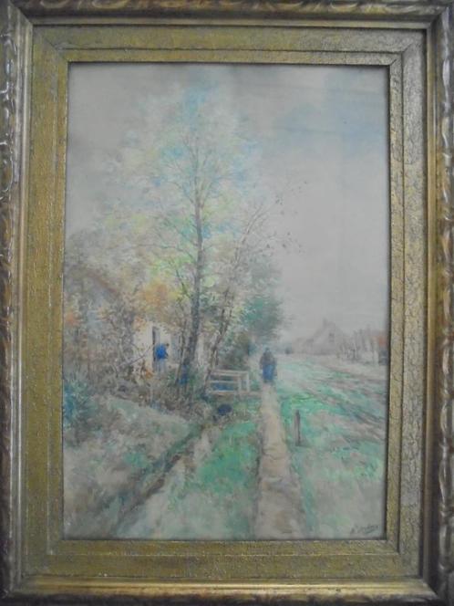 Henri Seghers  1848 - 1919  Aquarel  Landschap, Antiek en Kunst, Kunst | Schilderijen | Klassiek, Verzenden