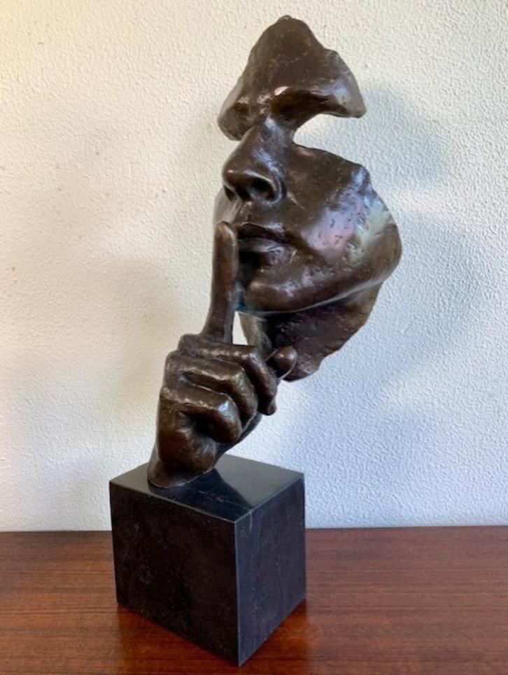 Mooi Bronzen Beeld Stilte Salvador Dali Gesigneerd + Nummer, Antiek en Kunst, Kunst | Beelden en Houtsnijwerken, Ophalen of Verzenden